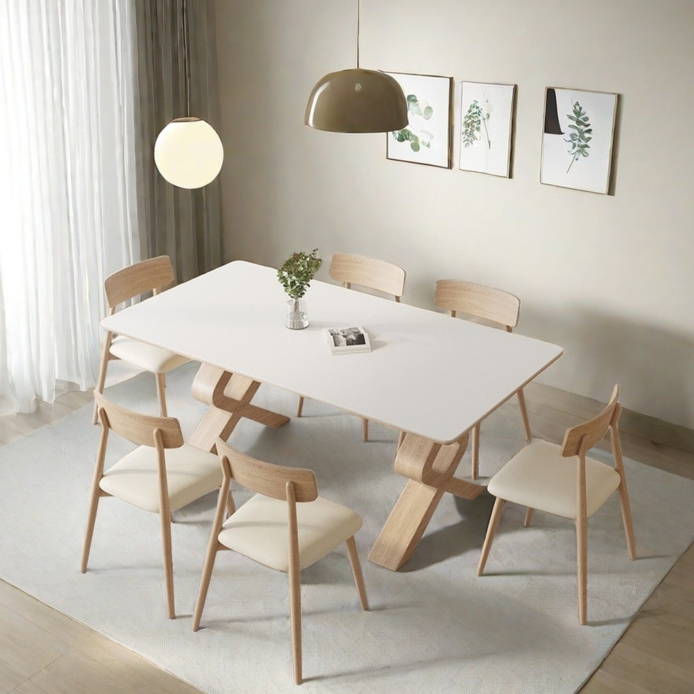 ZKuylo Nordic style home rectangular dining table sets | Wayfair